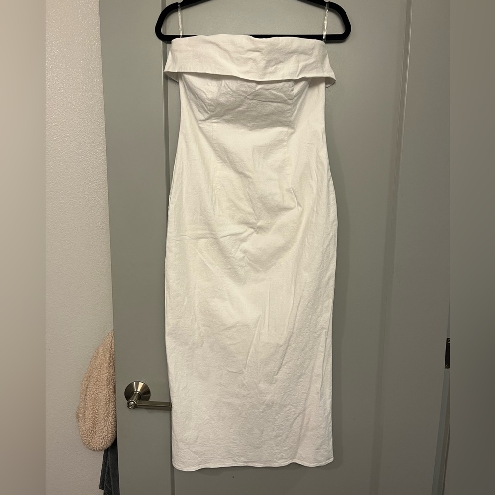 Vici White Linen Strapless Dress